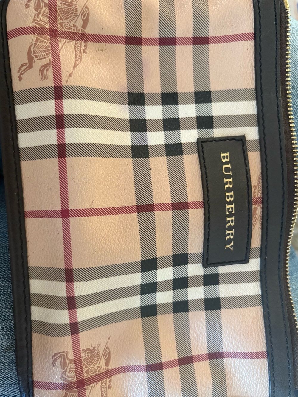 Authentic Burberry Beige Nova Check Tote with Dark Brown Leather and Gold Accent - Picture 8 of 11